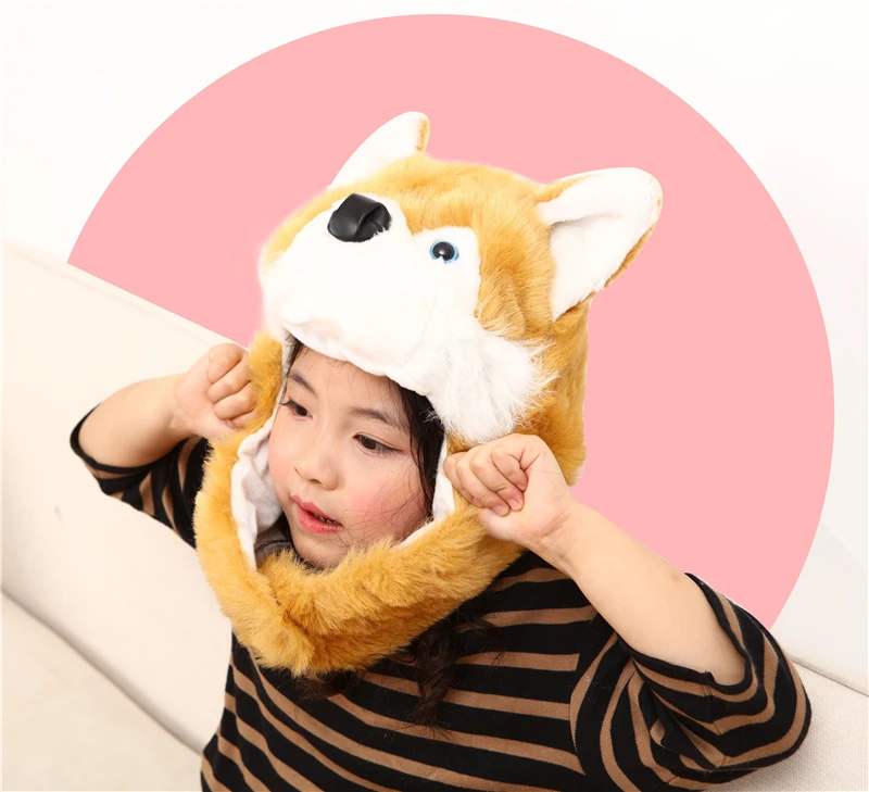 

Candice guo! super cute plush toy lovely animal shiba dog puppy soft head hat headgear Photo Props activity show birthday gift