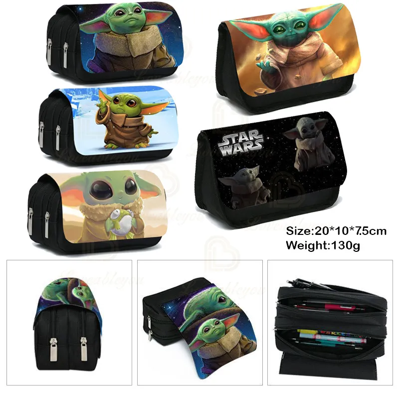 

Disney Superheroes Kids Baby Yoda Pencil Case Canvas Stretch Double Layer Large Capacity Pencil Box Cute School Stationery