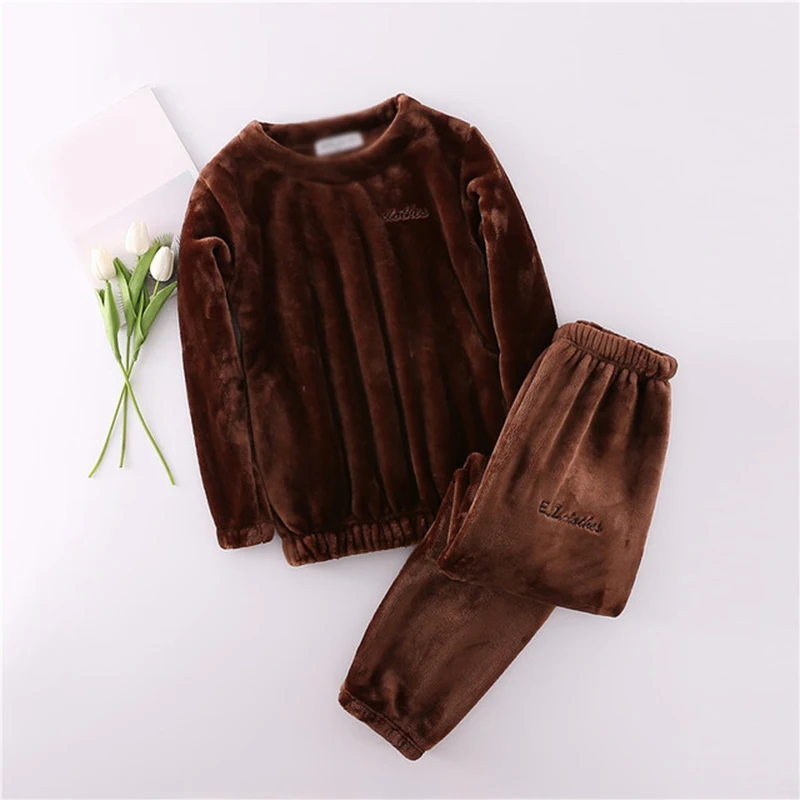 

Soft Flannel Women's Pajama Sets Warm Sleepwear Lady Suit Sweet Thick O-Neck Long Pants Homewear Autumn Winter Lady Home Clothes