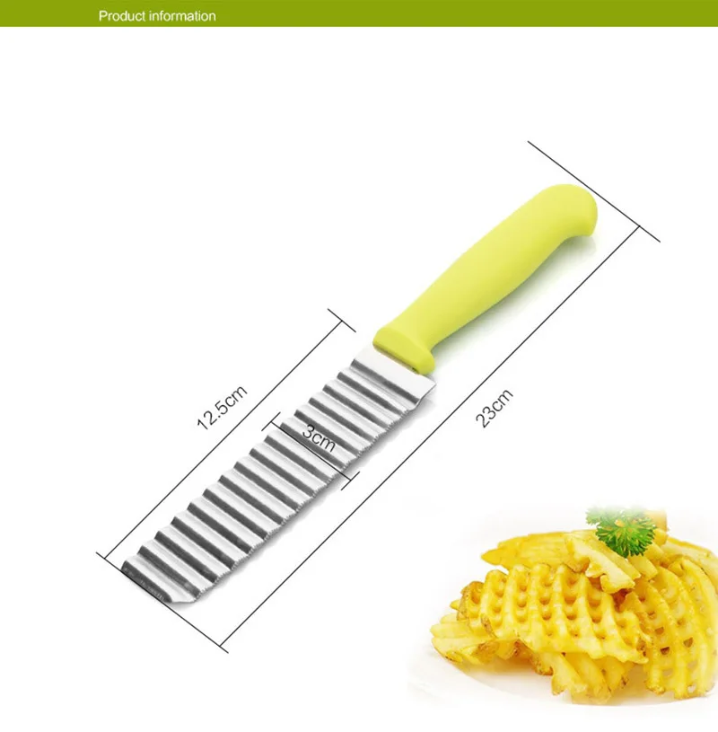 

1PCS/hot Stainless Steel Potato Chips Wavy Cutter Dough Vegetable Crinkle Slicer Knife Corrugated Knife Kitchen Accessories