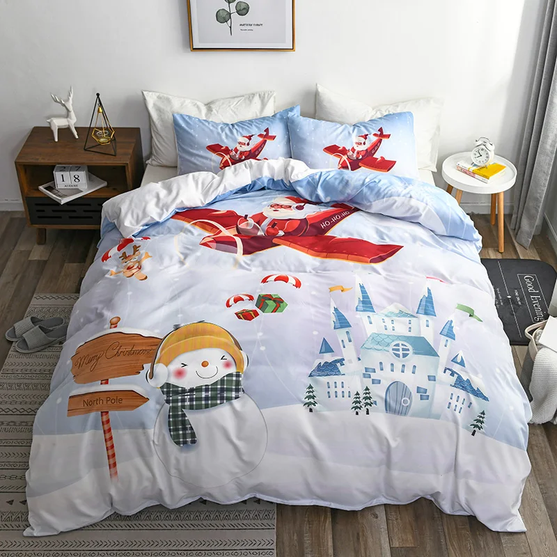 

New 3D Print Whte Snow Christmas gift Comforter Cover Soft Bedclothes 2/3 Pcs Nordic European Duvet Cover 220x240 No Bed Sheet