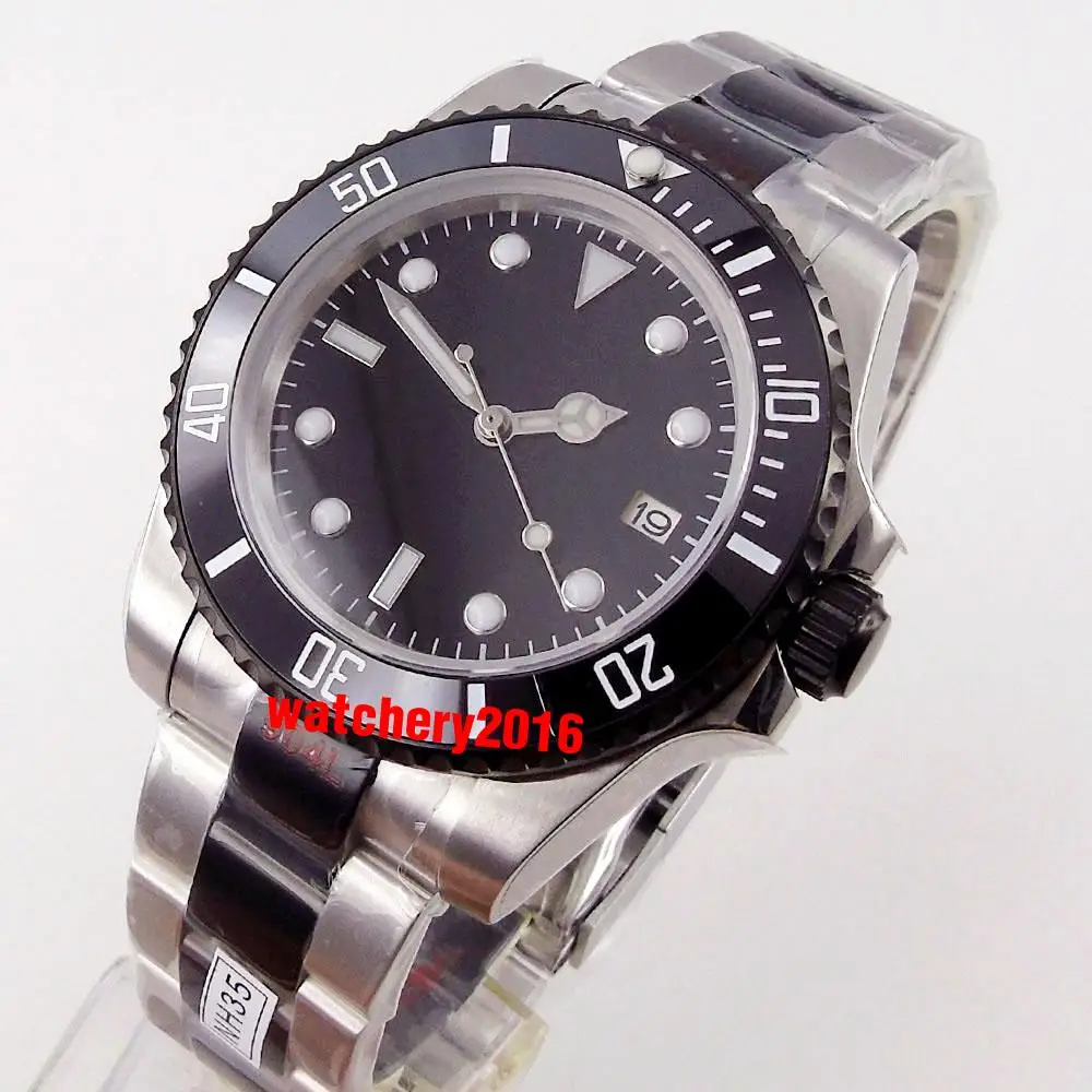 

Мужские часы 40 мм Bliger, черные, серебристые, двухцветные автоматические японские часы NH35 Miyota 8215, мужские часы t с сапфировым стеклом 904L, брасле...