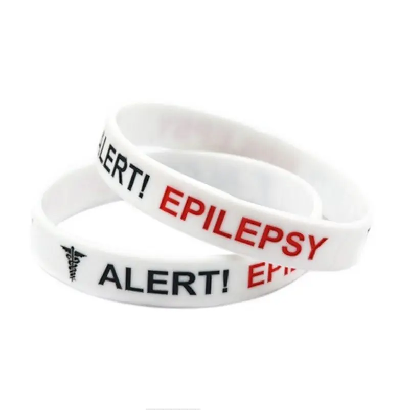 Medical Alert Epilepsy Awareness silicone rubber wristband bracelet jewelry gift women ID love wealth prosperity Unisex | Украшения и