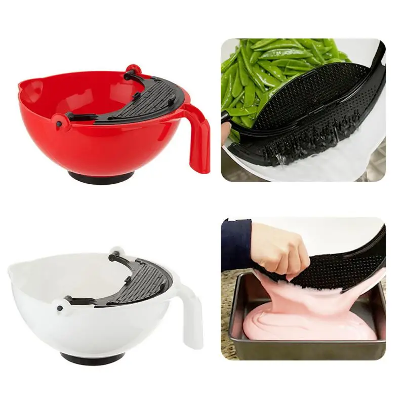 

1 Pcs Multi-Purpose Salad Mixing Bowl With Scraping Shovel Drain Baskets Colander Micro-perforated Strainers For Kitchen