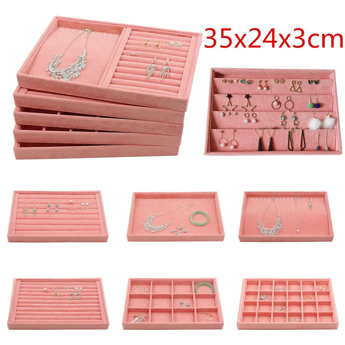 Лоток для хранения ювелирных изделий розовый ящик кольцо серьги ожерелье