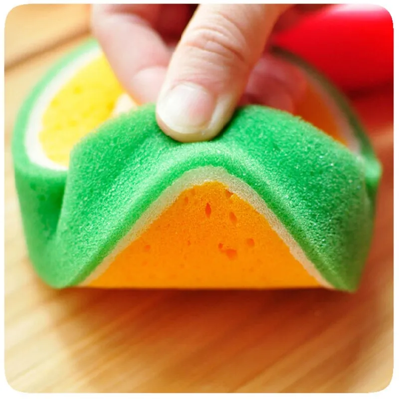 1Pc Candy Color Fruit Shape Strong Sponge Brush Clean Cloth Dish Glass Scouring Pad Washing Tool Cleaning Supplies Kitchen Items | Дом и сад