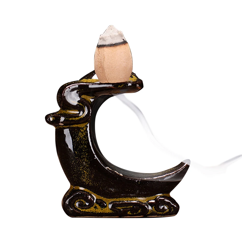 

Waterfall Incense Burner Backflow Ceramic Incense Holder Incense Fountain Backflow Incense Cones for Home Decor Office DRSA889