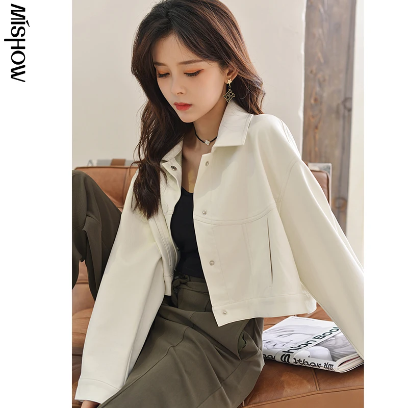 Женская уличная куртка с широкой талией однотонная укороченная MX20C9104 осень