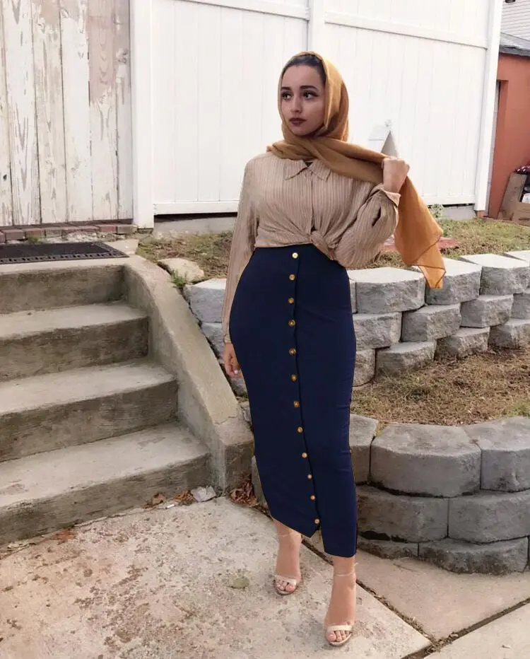 Мусульманская юбка-карандаш Женская из Дубая длинная с высокой талией в