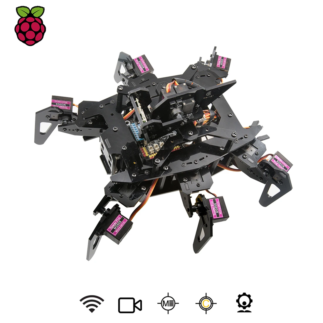 Adeept RaspClaws Hexapod Spider Robot Kit with OpenCV Target Tracking Video Transmission Function Crawling Robot for Raspberry