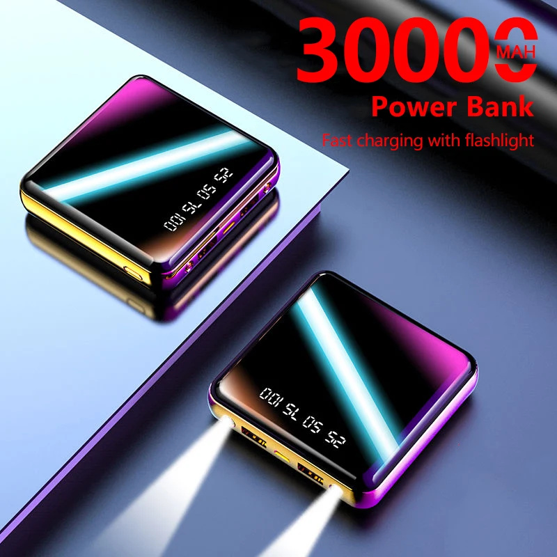 30000mAh мини банк силы быстрое зарядное устройство 2 USB LCD Портативная зарядка для