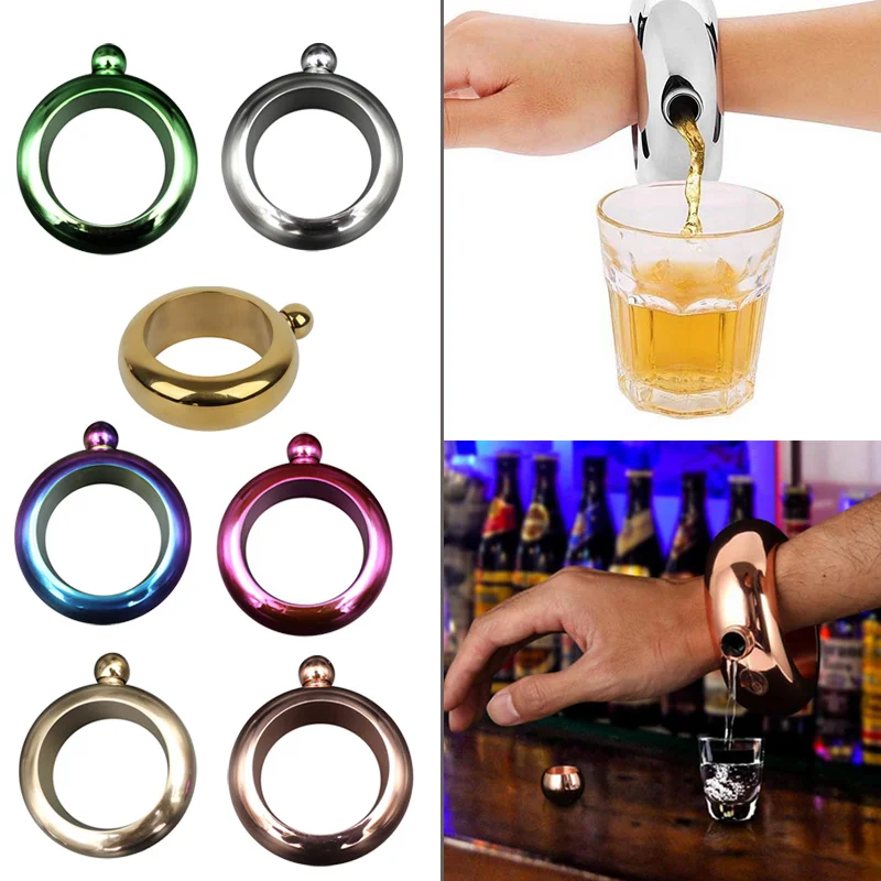 Portable Wine Whisky Hip Flasks Pot Stainless Steel Bracelet Flagon Drinking Bottle Kitchen Pocket Container | Дом и сад