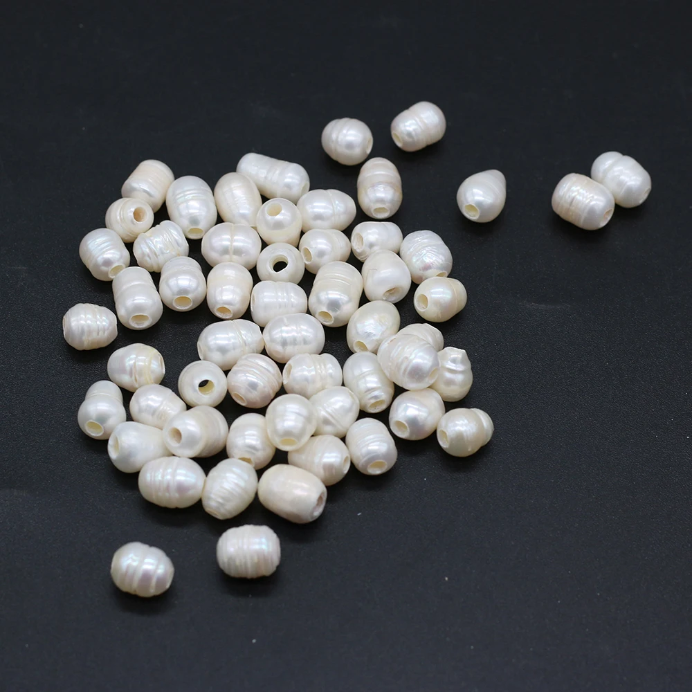 10Pcs Natural Pearl Pendant Rice Bead Big Hole Beads Spacer Loose Pearls For DIY Bracelet Necklace Jewelry Accessories Making | Украшения и