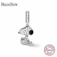 cartoon series dangle charms for bracelet necklace pendant jewellery gift for women man 925 sterling silver clear cz dog beads