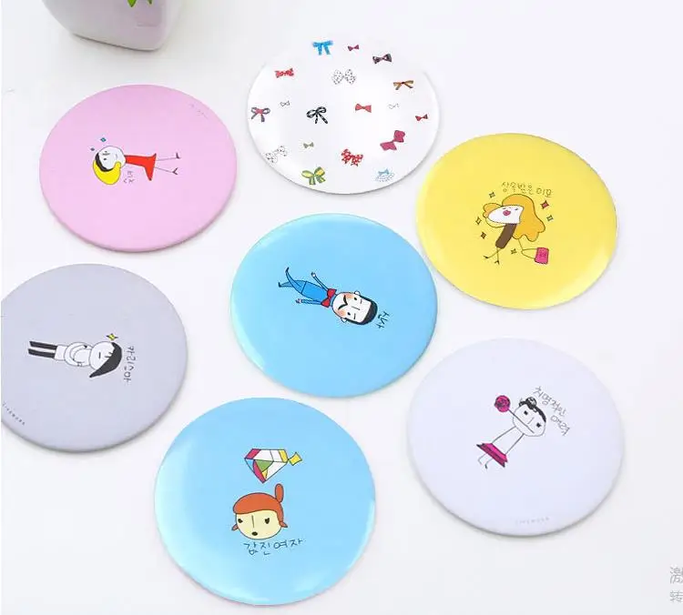 Round Mini Makeup Mirrors Cute Cartoon Pattern Portable Compact Cosmetic Small Mirror Beauty Tools Women Holiday promotion SN | Дом и сад