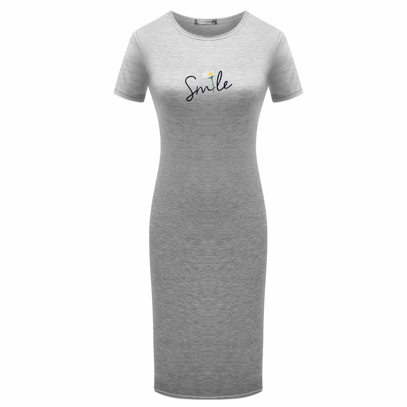 

Sexy Bodycon Dress Women Summer Smile Flower Print Boho Lady Dresses Elegant Package Hip Vesitdos Casual