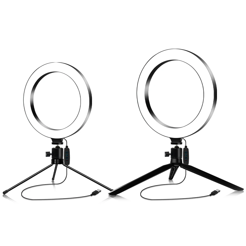 DOLED 6&quot LED Mini Round Ring Light Lamp with Tabletop Stand for Selfie Live Stream Photographic Lighting Video Conference Zoom |