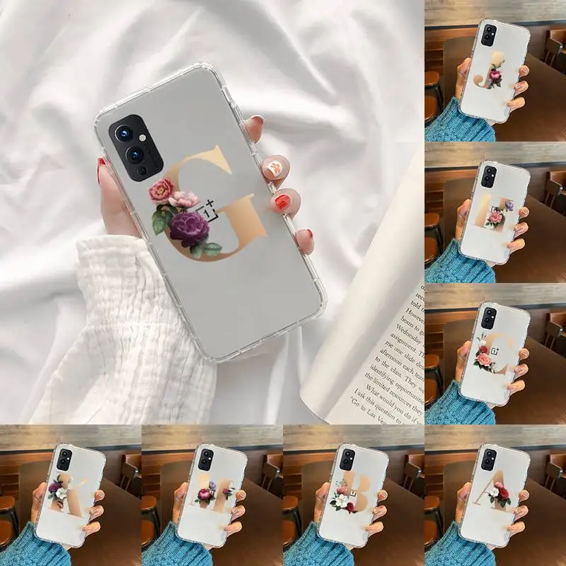 

166 letters rose Phone Case Transparent For OnePlus 9 8 7 7t 8t Oppo find X3 X2 reno5 Vivo X60 X50 Pro MeiZu 17 16XS