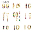 Женские серьги из серебра 925 пробы с радужным цирконием