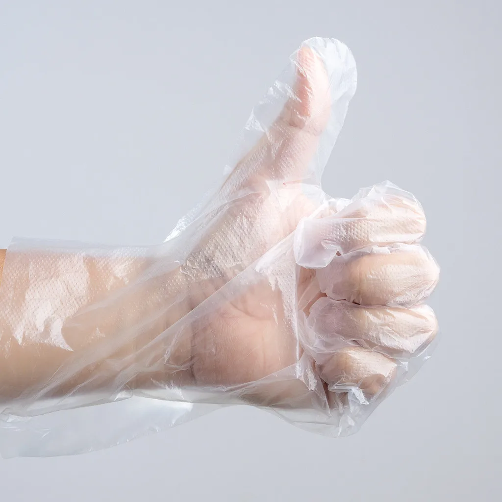 1 Box of 200Pcs Plastic Clear Disposable Gloves Garden Restaurant Home Food Baking Kitchen Dining Bar Protection Tool | Дом и сад