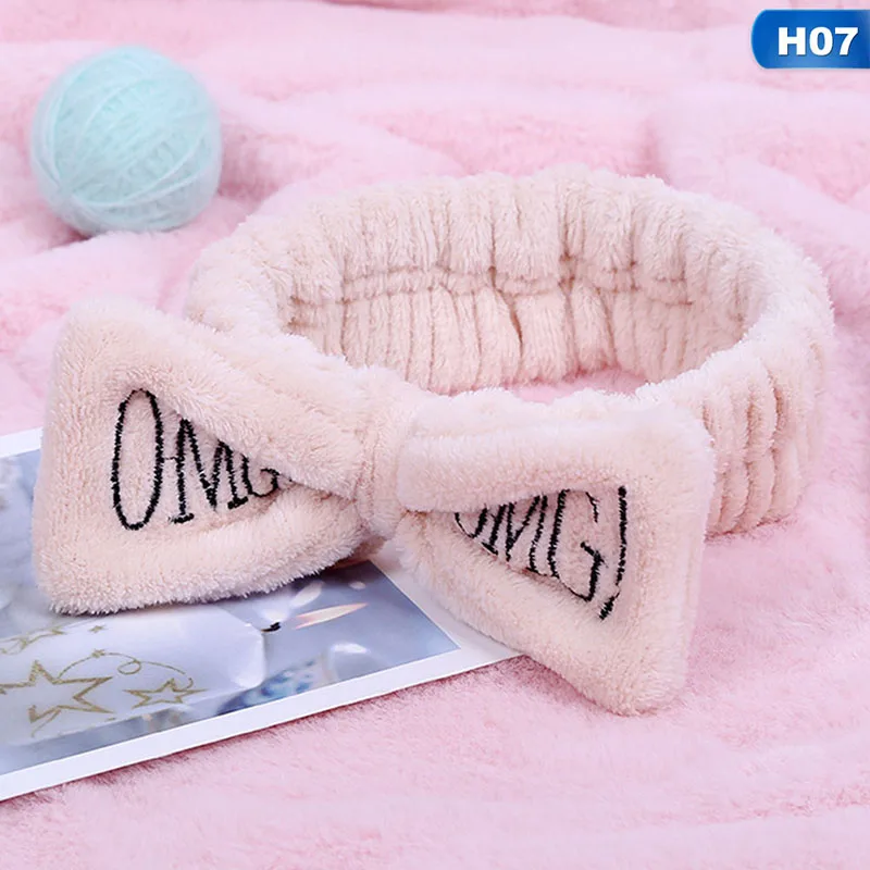 Новая буква "OMG" коралловый флис мягкий бант повязки для женщин девочек милый держатель волос повязки для волос аксессуары для волос