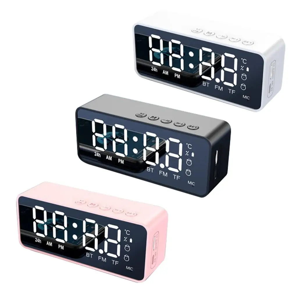 G50 Wireless Bluetooth Speaker With FM Radio Portable Mini Card Mirror Dual Alarm Temperature Clock 18650 Lithium Battery | Электроника