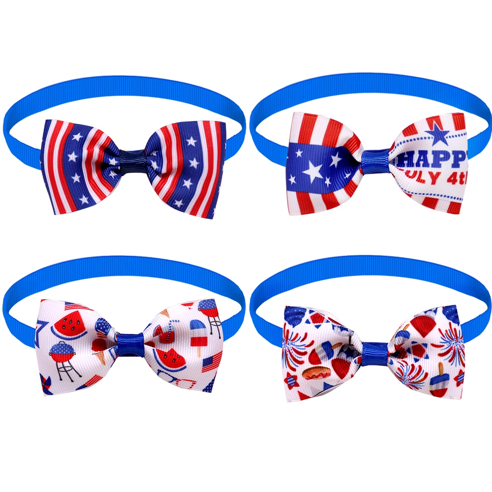 

60pcs Dog Bow Tie American Independence Day Pet Supplies Pet Dog Cat Bowtie Pets Dogs Grooming Accessories For Small Dogs