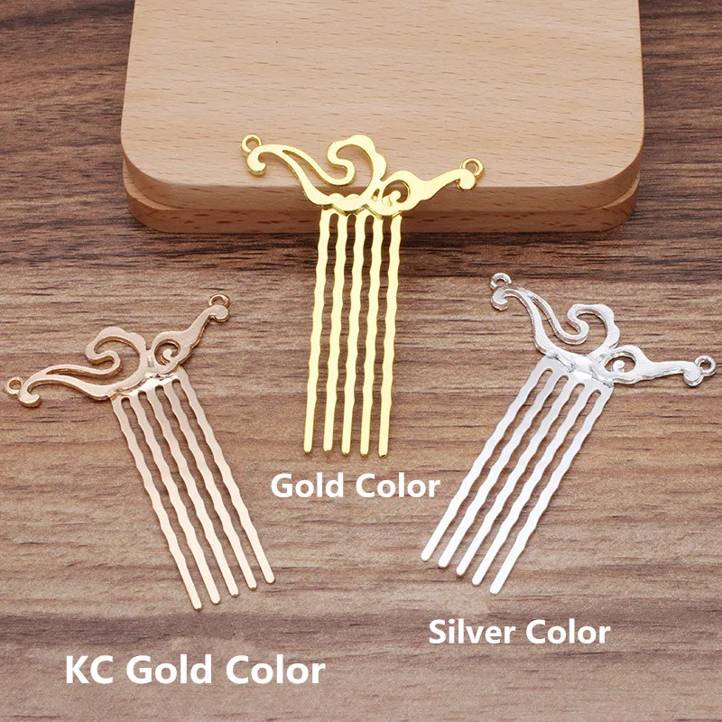Гребни для волос Металлические золотистые/серебристые 10 шт. 50*15 мм | Украшения и