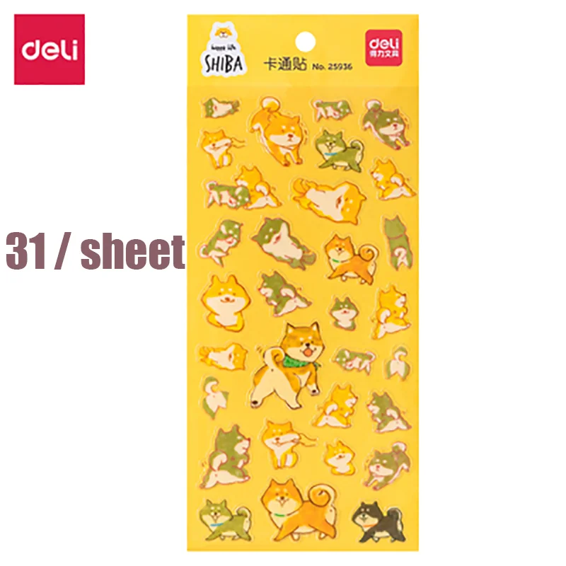 

10Pcs/Set DELI 25936 Cute Kawaii Animal Paper Shiba Inu Box Stickers Calendar Diary Journaling Stationery