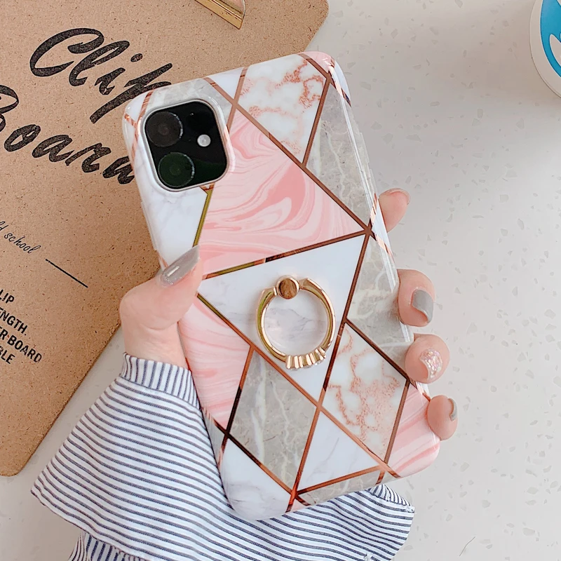 Чехол для телефона LACK для iPhone 11 11Pro Max XR X XS Max 6 6S 7 8Plus Роскошный Мраморный чехол с кольцом-подставкой