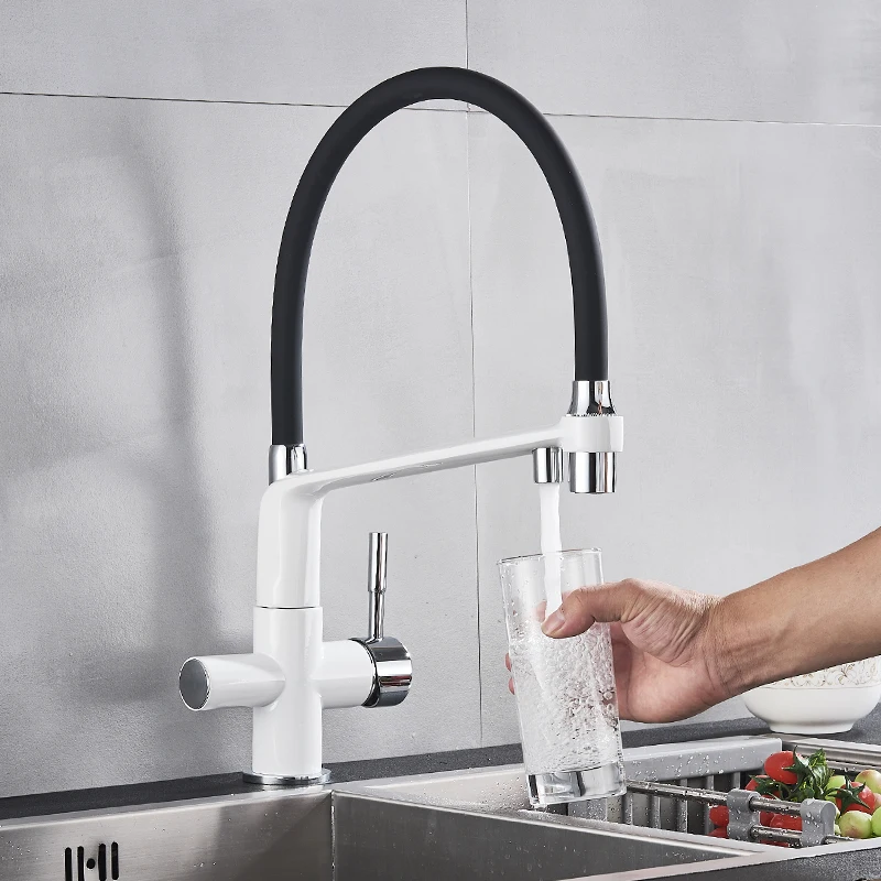Кухонный фильтр для воды, кран для кухонных смесителей с двойным носиком, фильтр-смеситель, смеситель, вращение на 360 градусов, функция очистки воды, краны