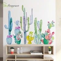 charm cactus wall sticker self adhesive home decoration stickers wall decor bedroom living room decoration small fresh wallpaper