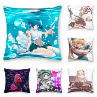 nordic style kawaii anime girl sofa cushion cover diy printed polyester throw pillow case gift for kids sofa decorative 4545cm