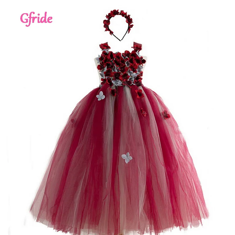 Платье принцессы для девочек с цветочным принтом Длинное свадебное платье из