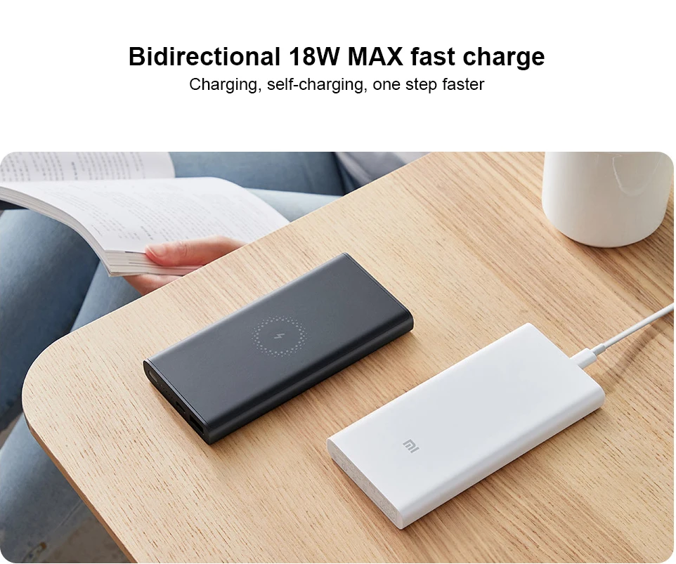 Xiaomi Mi 10000mAh Qi Wireless Power Bank WPB15ZM Fast Charge 10000 mAh Powerbank External Battery for iPhone Samsung | Мобильные