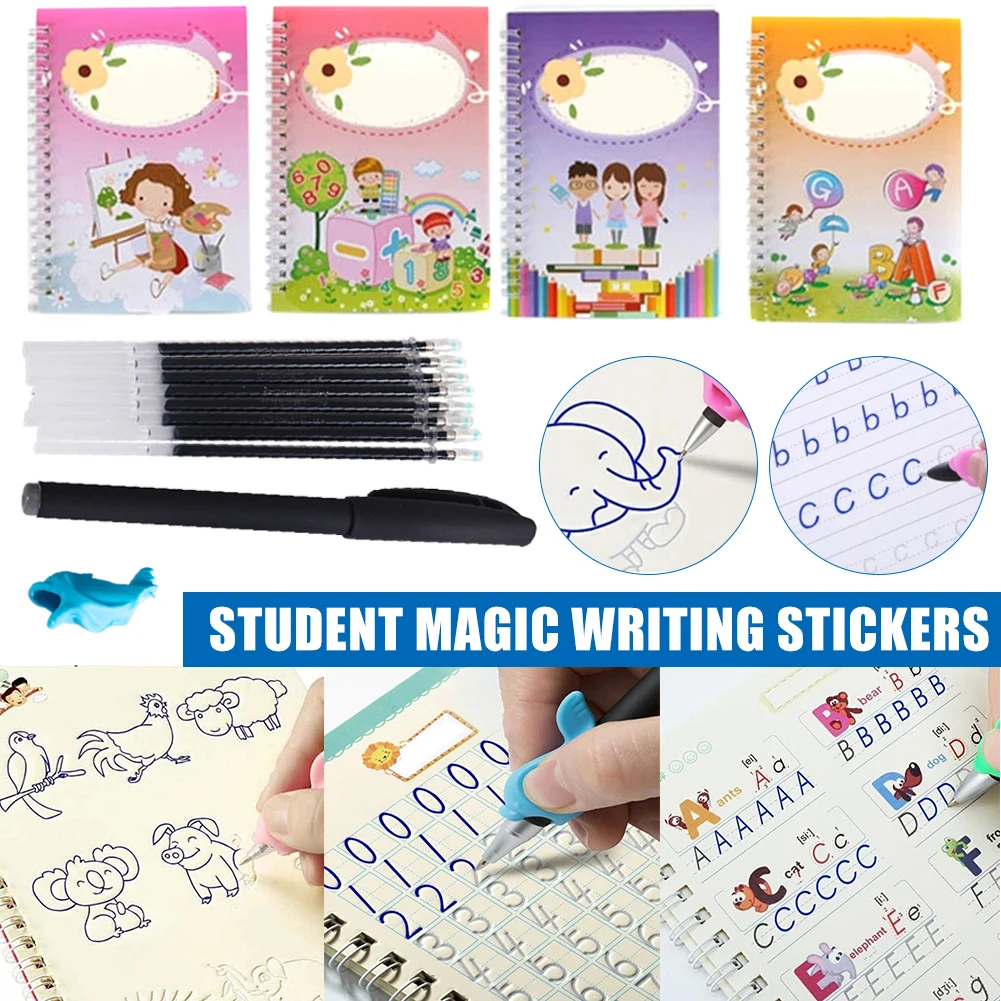 

Reusable English Alphabet Copybook Drawing Toys Hand Writing Groove Auto Fades Educational Toys For Children Kid School Supplise