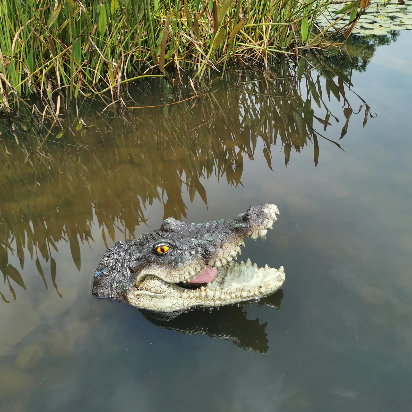 

Creative Resin Simulation Floating Crocodile Head Animal Figurines Water pond decoy for Pool Statue Outdoor Garden Decoration