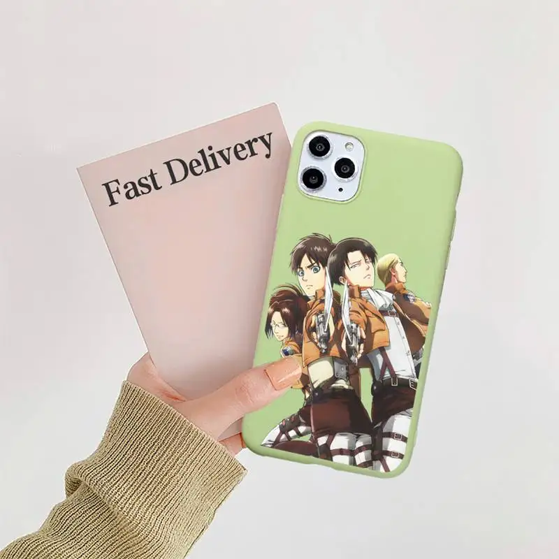 

Anime Japanese attack on Titan Phone Case Candy Color for iPhone 11 12 mini pro XS MAX 8 7 6 6S Plus X 5S SE 2020 XR