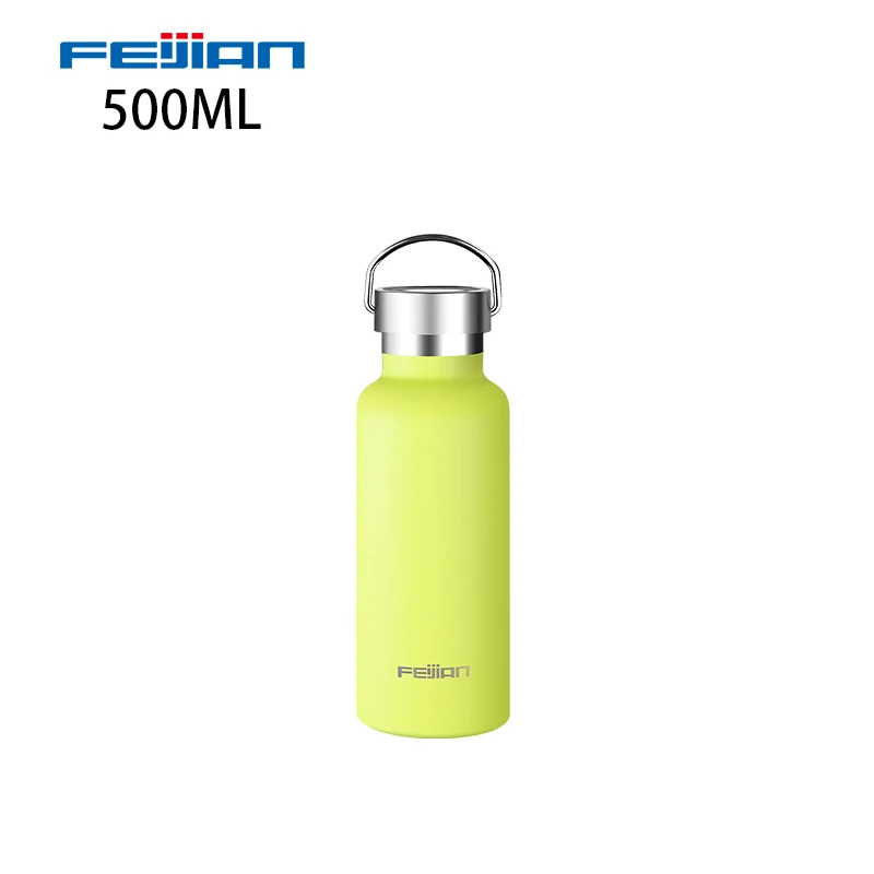 500ml only bottle FEIJIAN термос из нержавеющей стали с двойными стенками, термос с вакуумной изоляцией, герметичная Спортивная бутылка для воды, Стандартный рот - Цвет: 500ml only bottle