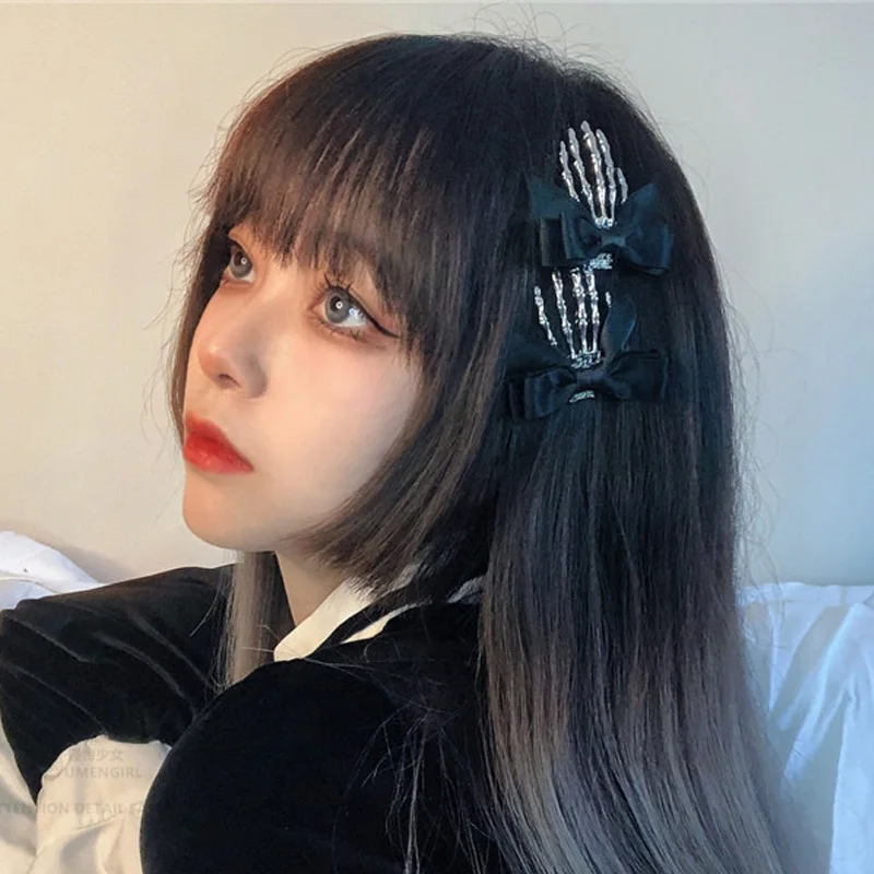 

Заколка для волос с бантом и черепом, 1 шт.