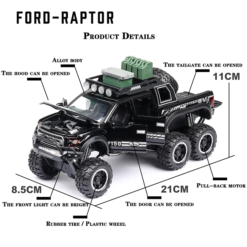 Новый 1:32 Ford F150 Raptor пикап сплава модель грузового автомобиля отступить модели