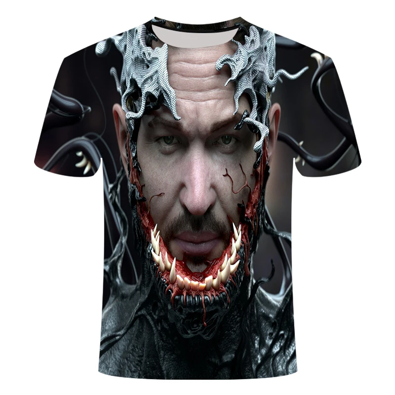 Новая летняя футболка с круглым вырезом и мультяшным страшным 3D принтом Мужская