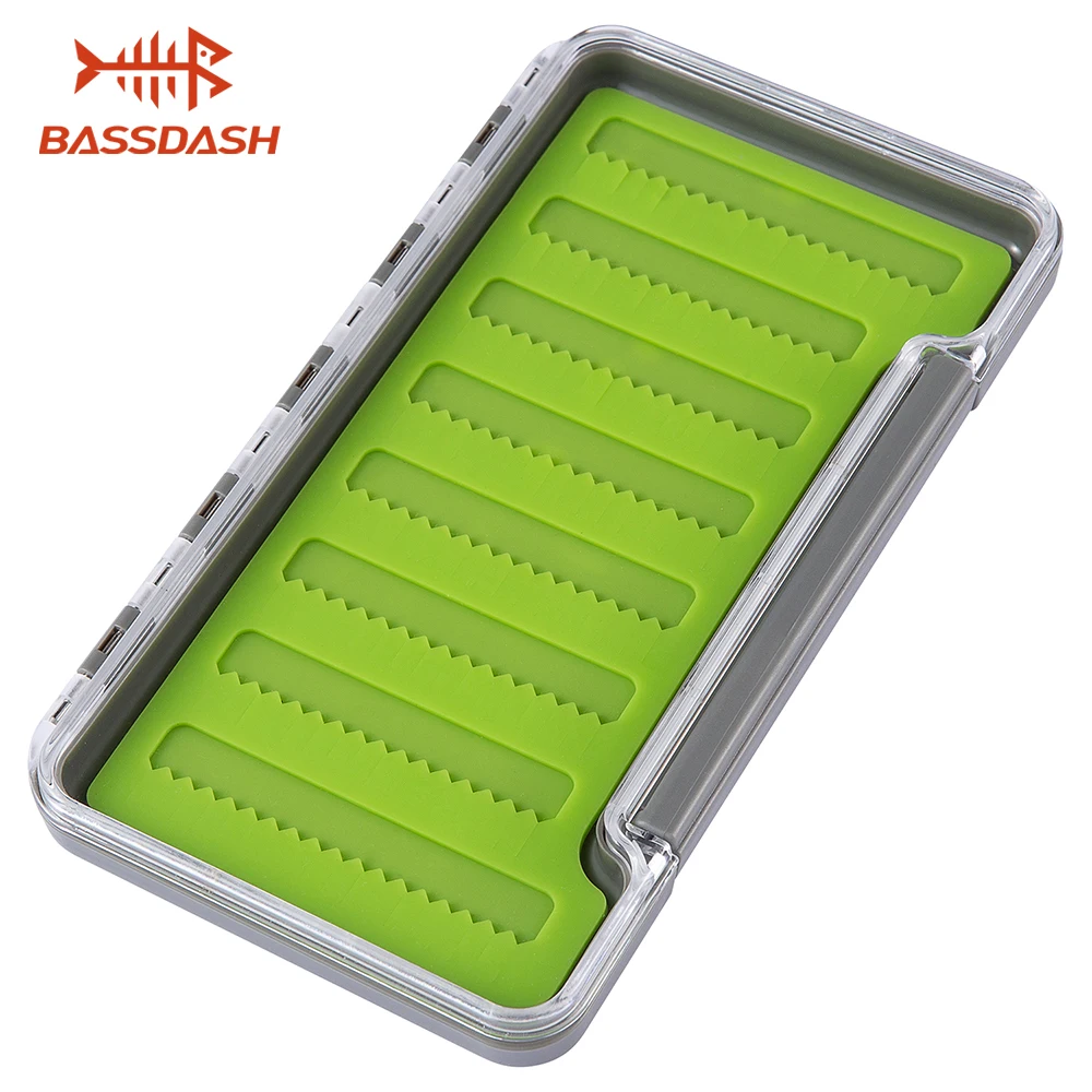 Bassdash Waterproof Fly Box Single Sided Fishing Flies Storage With Foam/Silicone Slits Insert