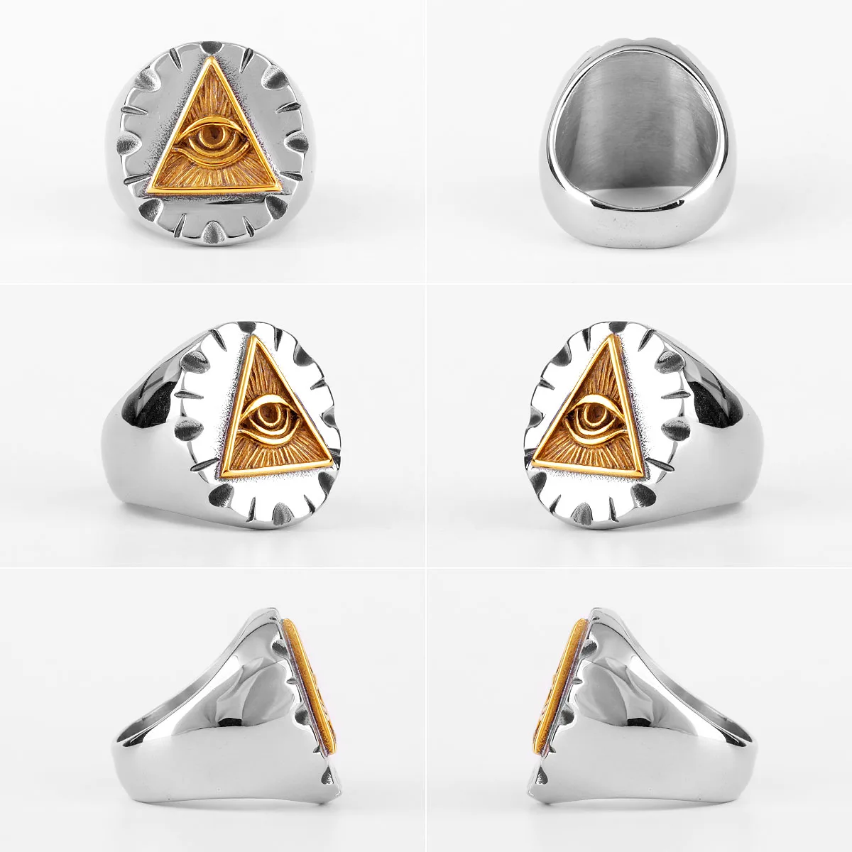 Мужские кольца из нержавеющей стали Freemason Illuminati треугольные масонские панк для