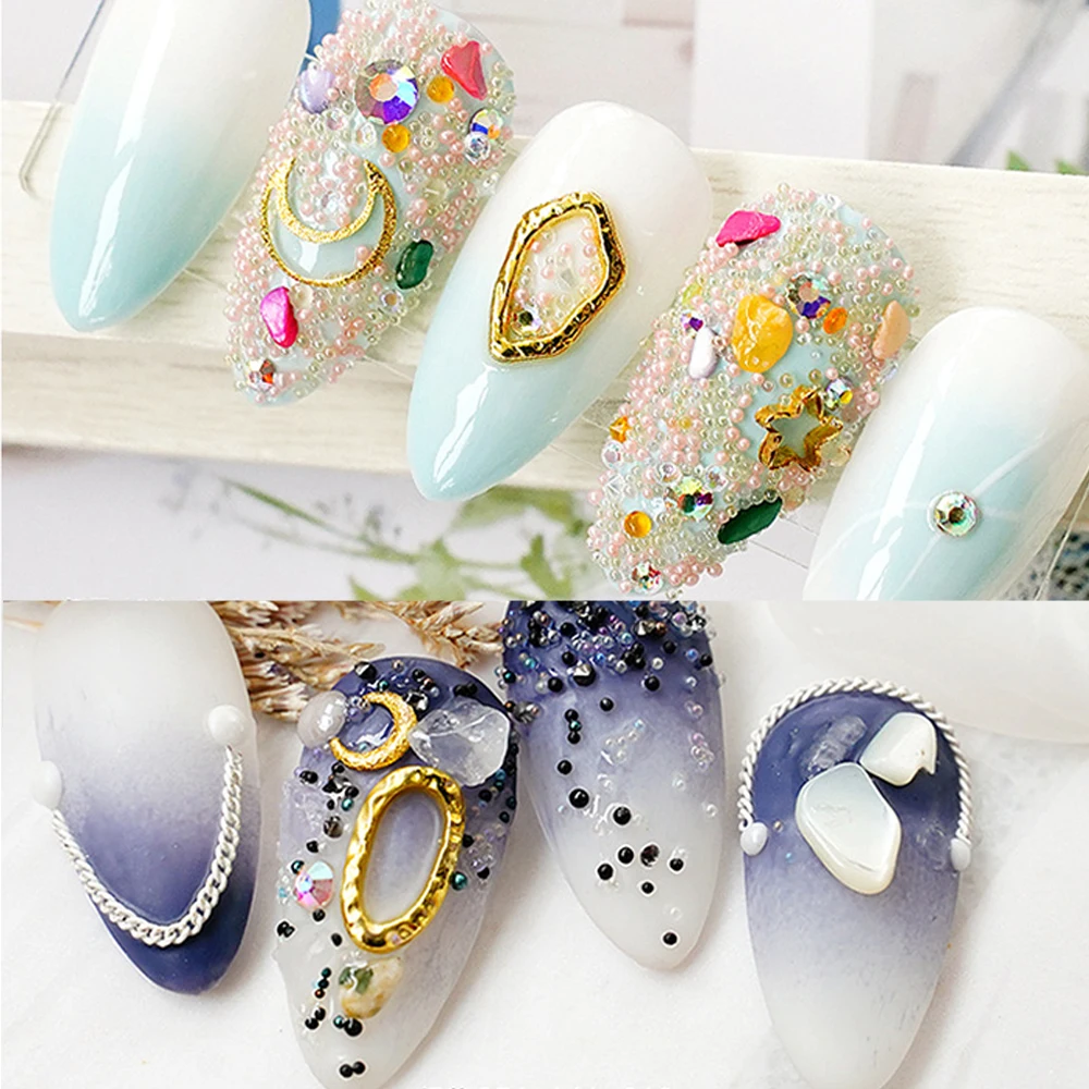 1 коробка смешанный цветной дизайн ногтей Стразы океан штормы Стиль 3D микро дрель