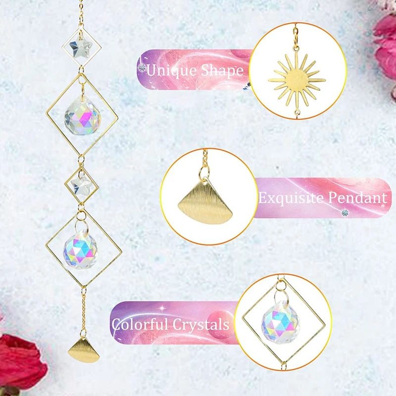6Pieces Colorful Crystals Suncatcher Hanging Sun Catcher With Chain Pendant Ornament Crystal Balls For Window Garden | Дом и сад