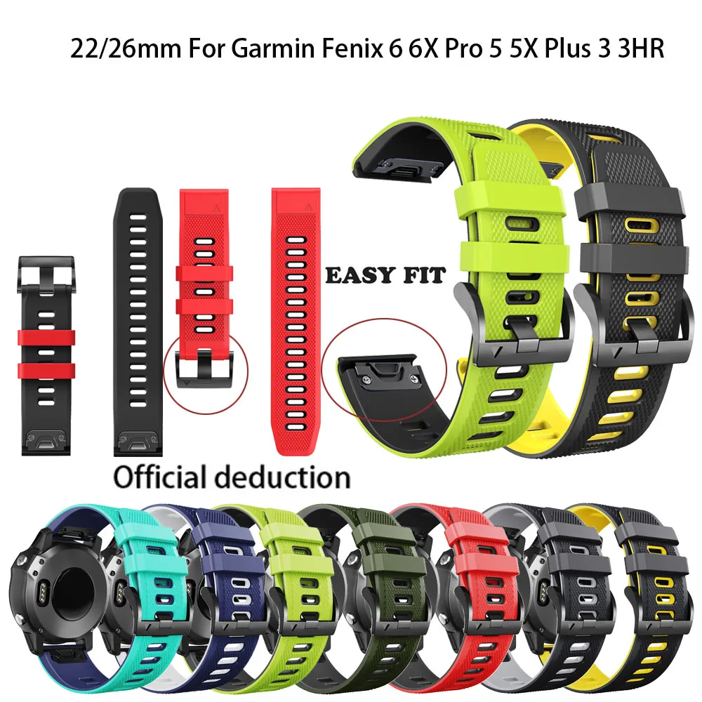 

Ремешок силиконовый для Garmin Fenix 6 6X Pro 5 5X Plus 3 3 HR Forerunner 935 945 22 26 мм