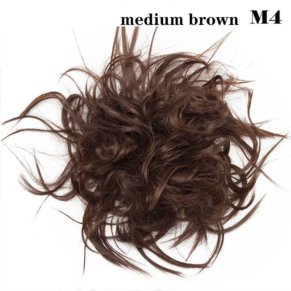 medium brown S-noilite синтетические шиньон волосы булочка прямой пончик-шиньон эластичные грязные резинки обертывание для конского хвоста наращивание волос для женщин - Color: medium brown