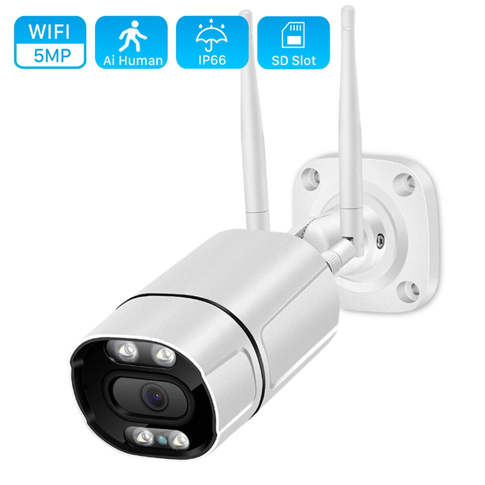 5MP IP Камера Wi Fi на открытом воздухе Ai человека обнаружить аудио Беспроводной 1080P HD