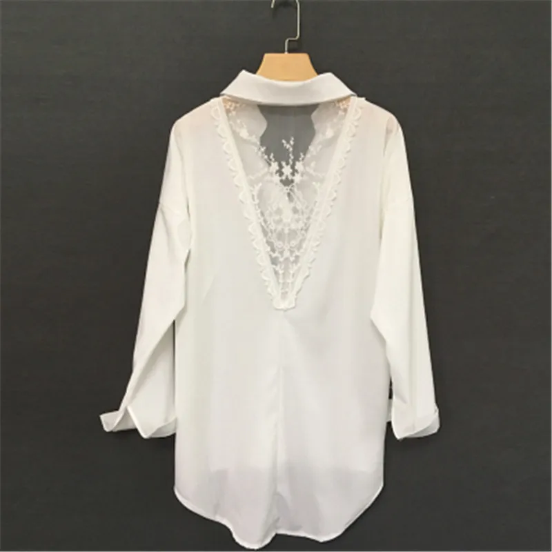 

Large Size Shirt Women's Long Sleeve 2021 Spring and Summer Chinese Korean Loose Chiffon Lace Sunscreen Casual White Shirt Top